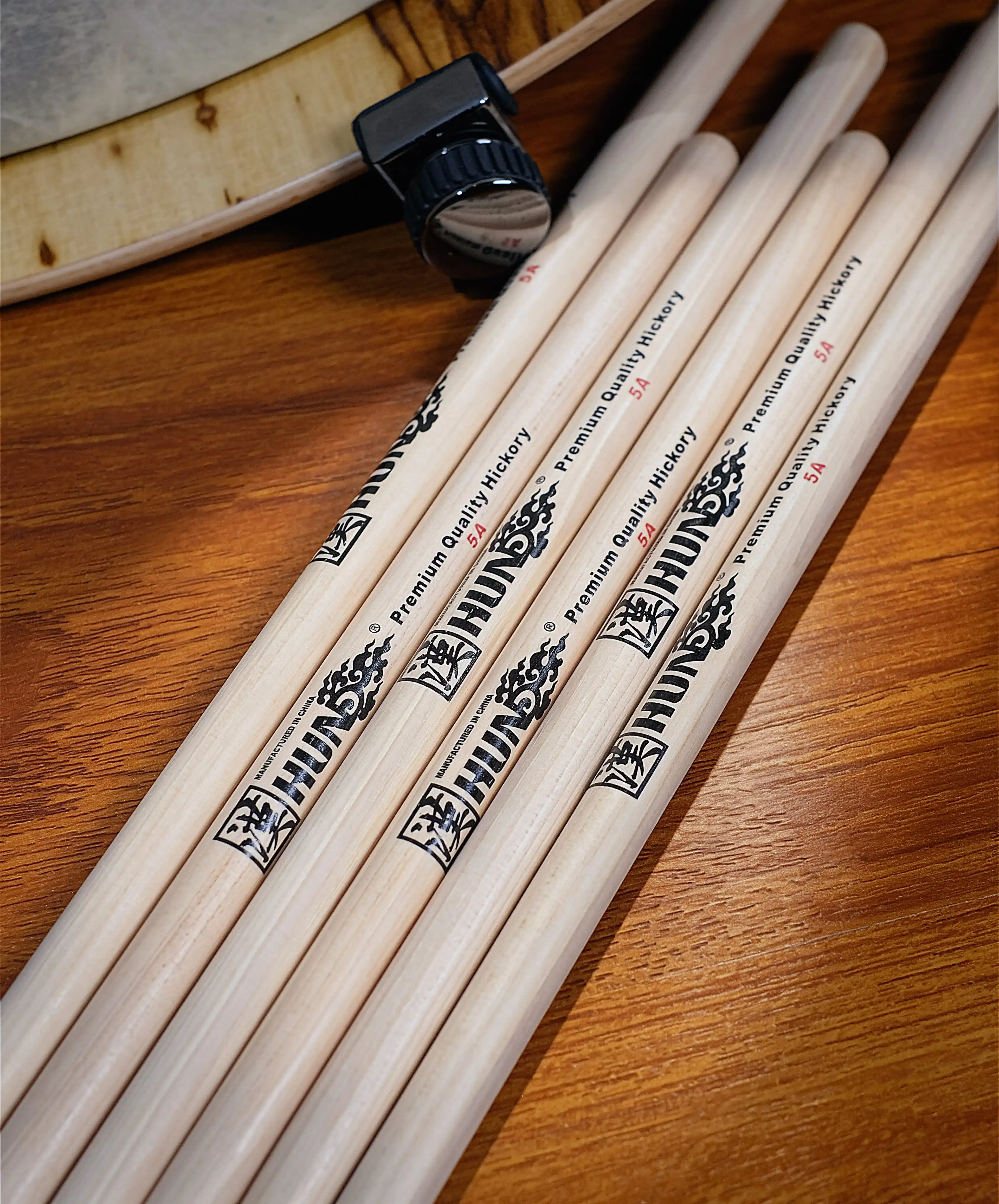Hun 5A American Hickory 3 Pairs Classic Drum Stick Acorn Tip Drumsticks Weight and Pitch Matched Professional Drum Sticks