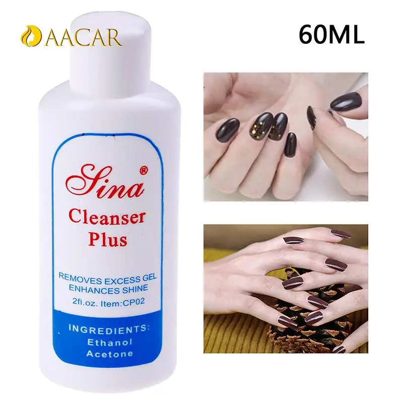 Removedor de excesso de esmalte em gel uv, removedor de 60ml para superfícies líquidos, limpeza com mais camada de resíduos, arte de unha, limpeza acrílica