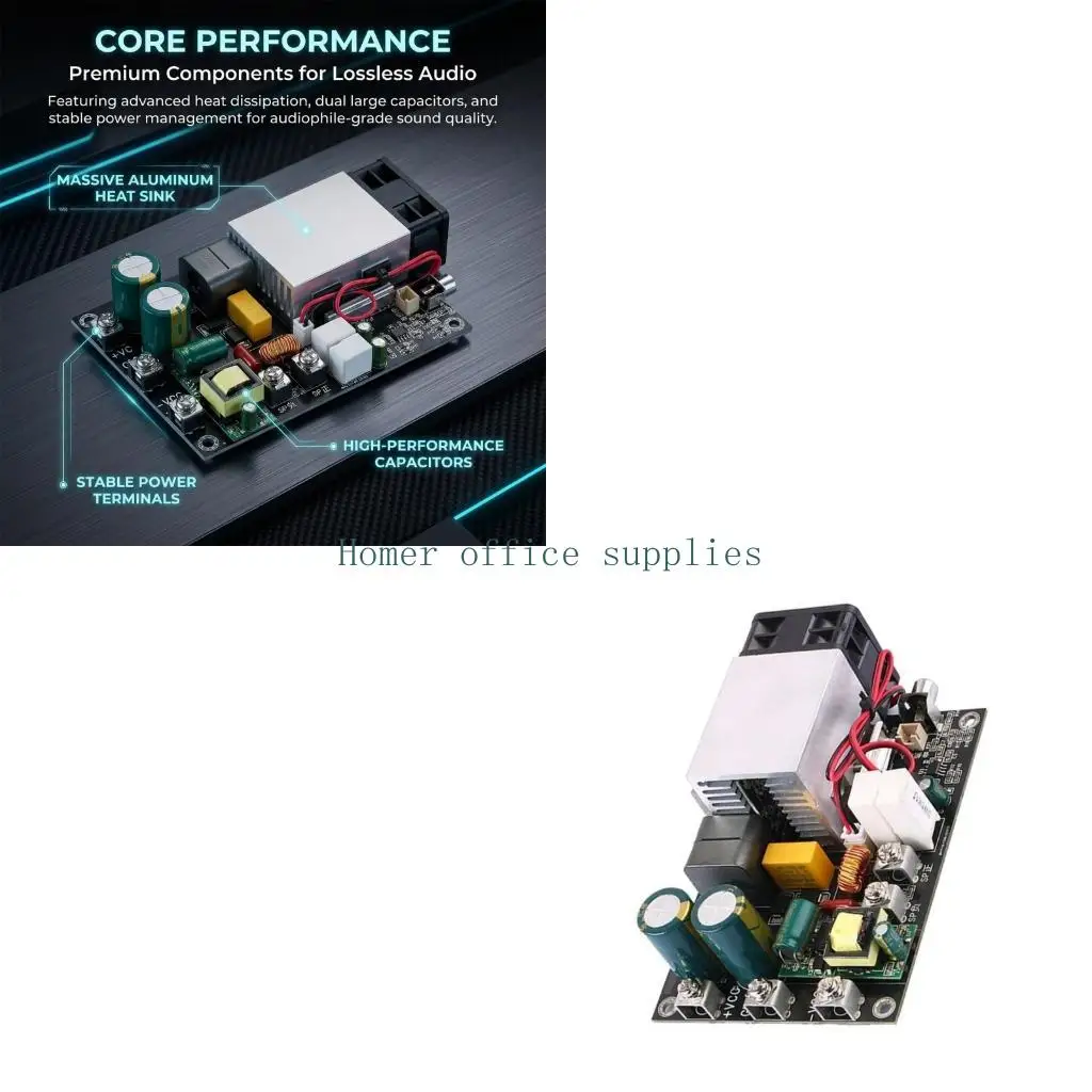 K43B Fan Cooled Class D Driver Module Single Channel Unit with Aluminum Heatsink and Wiring Access for DIY Repair and Speaker