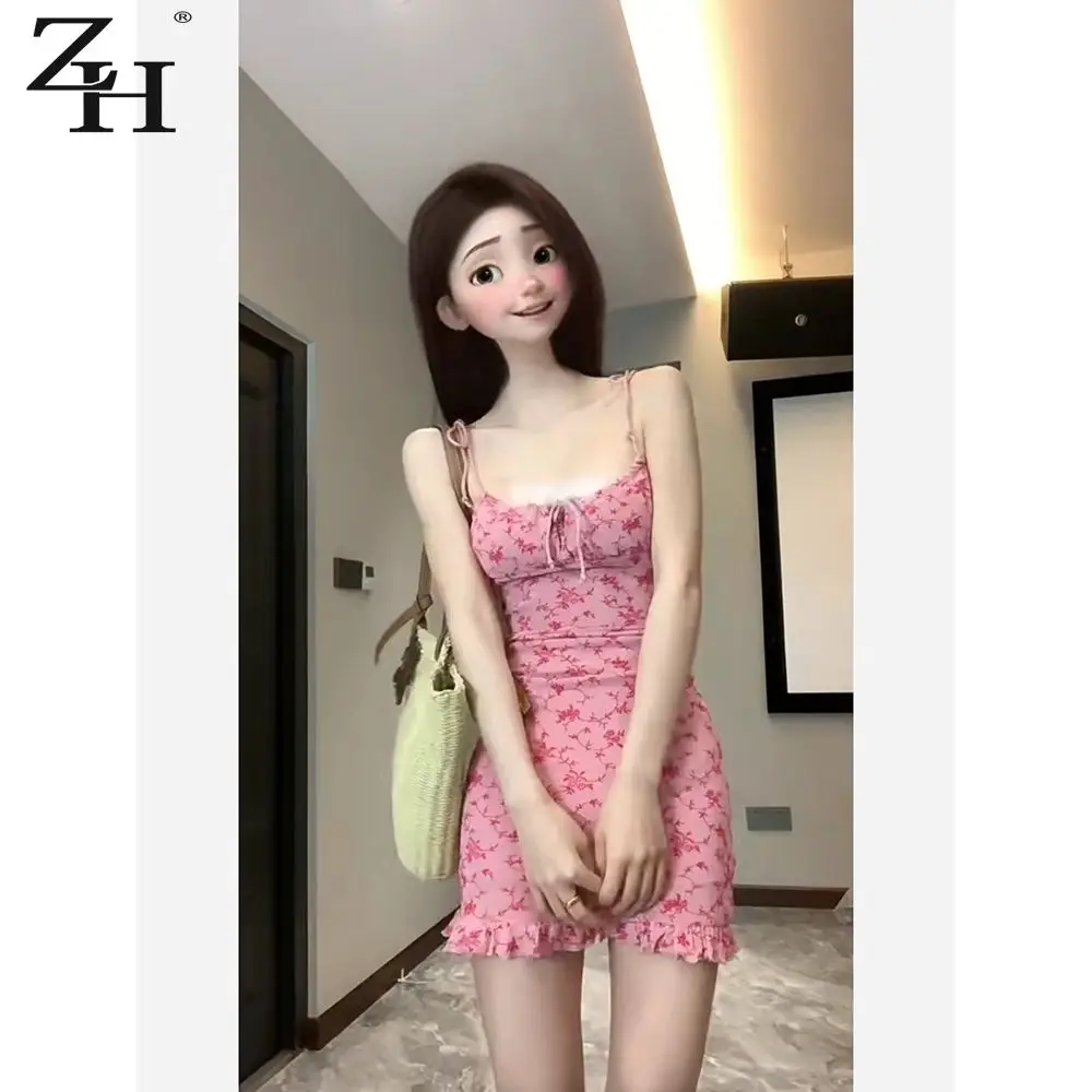 Robe à bretelles florale pour femmes, Design de Niche, sœur royale française, pur désir, nouvelle jupe serrée aux hanches, été