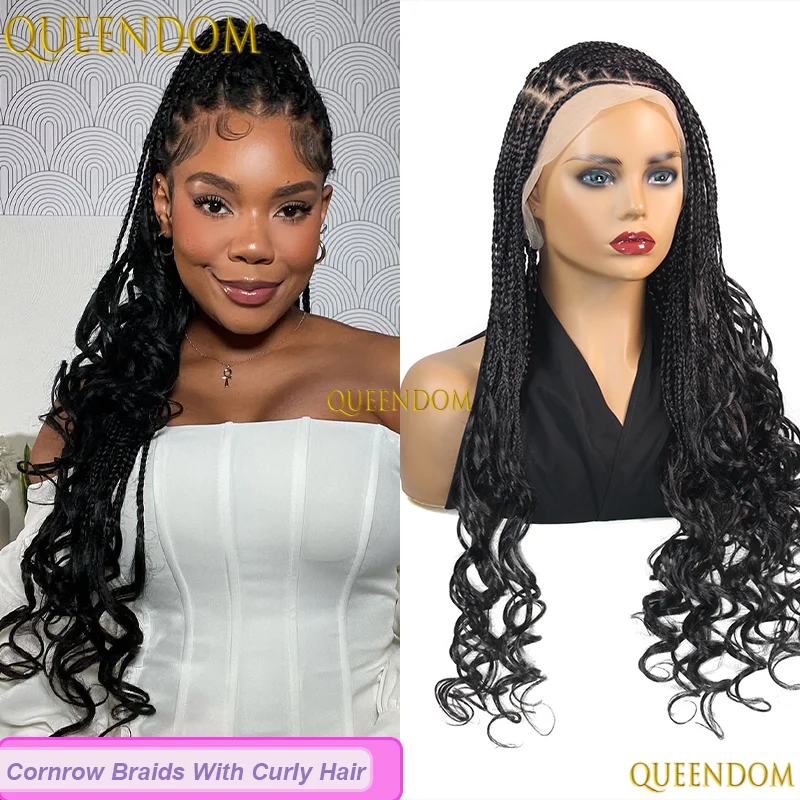 28 ''شقراء الاصطناعية كورنروز صندوق الضفائر كامل الدانتيل شعر مستعار أمامي للنساء السود HD الدانتيل الباروكة #3