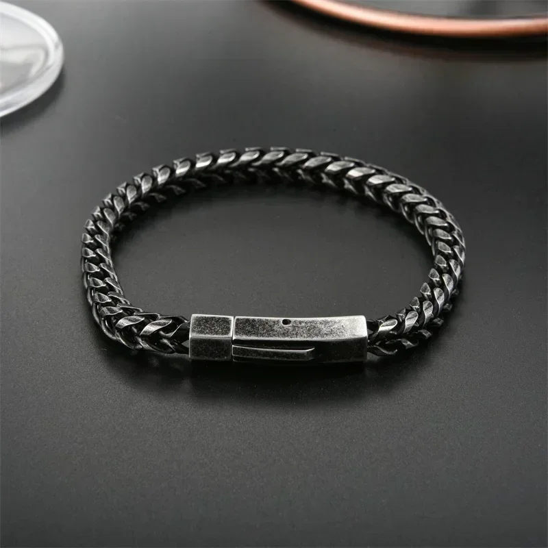 Stainless Steel Spring Clasp Chain Bracelet for Men Double Franco Link Chains Bracelets Armband Male Jewelry image 5