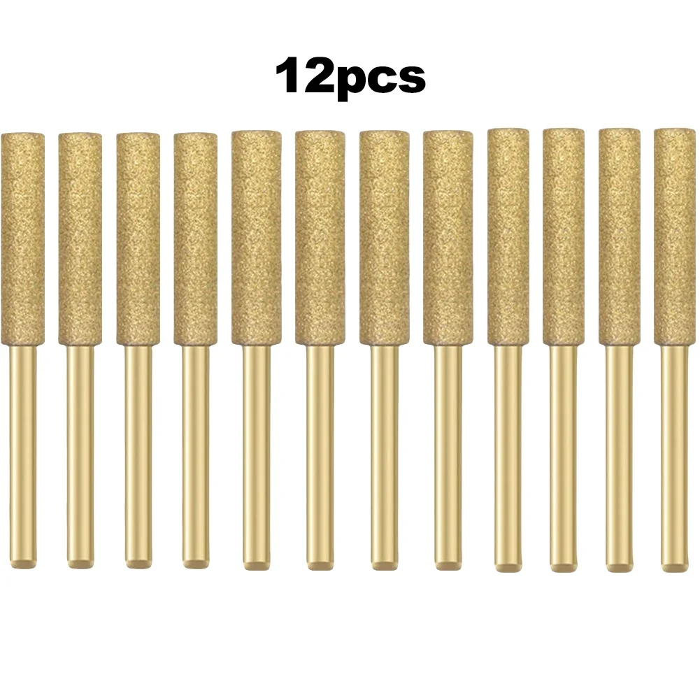 Replacement Set of 12 Cylindrical Burr Stones for Chain Saw Sharpening Compatible with Electric Chain Saw Sharpening Tools