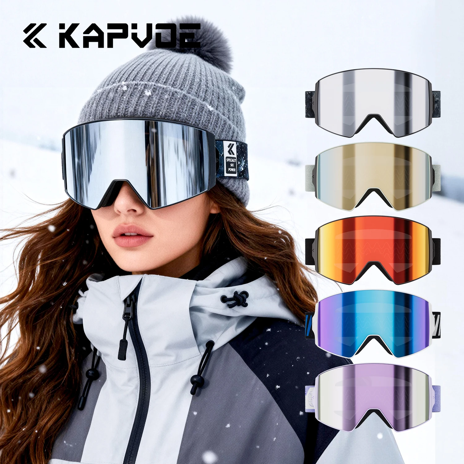 

KAPVOE Ski Goggles Double Layer Anti Fog Snowboard Goggles Winter Ski Windproof Anti Glare Snow Sports Glasses UV400 Protection