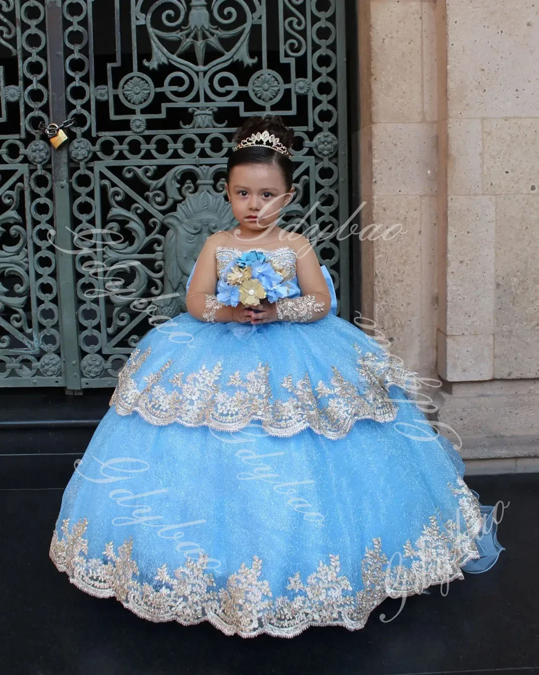 Robes de demoiselle d'honneur à manches longues pour les tout-petits, robe de reconstitution historique en dentelle personnalisée pour enfants, tulle à plusieurs niveaux, mariage, première communion, anniversaire