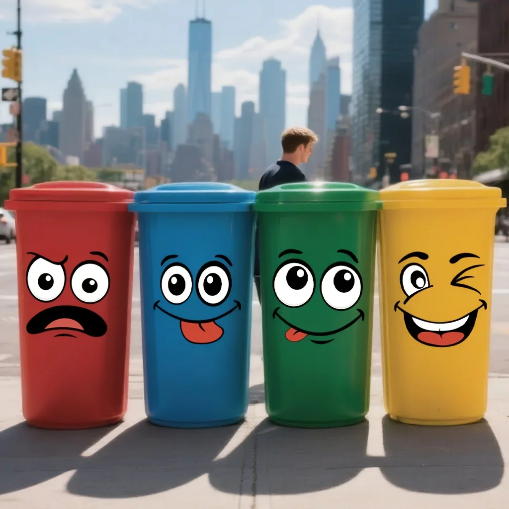 

4pcs Cartoon Face-Shaped Pvc Stickers - Self-Adhesive, Glossy, Removable | Suitable for Trash Cans, Refrigerators, Walls