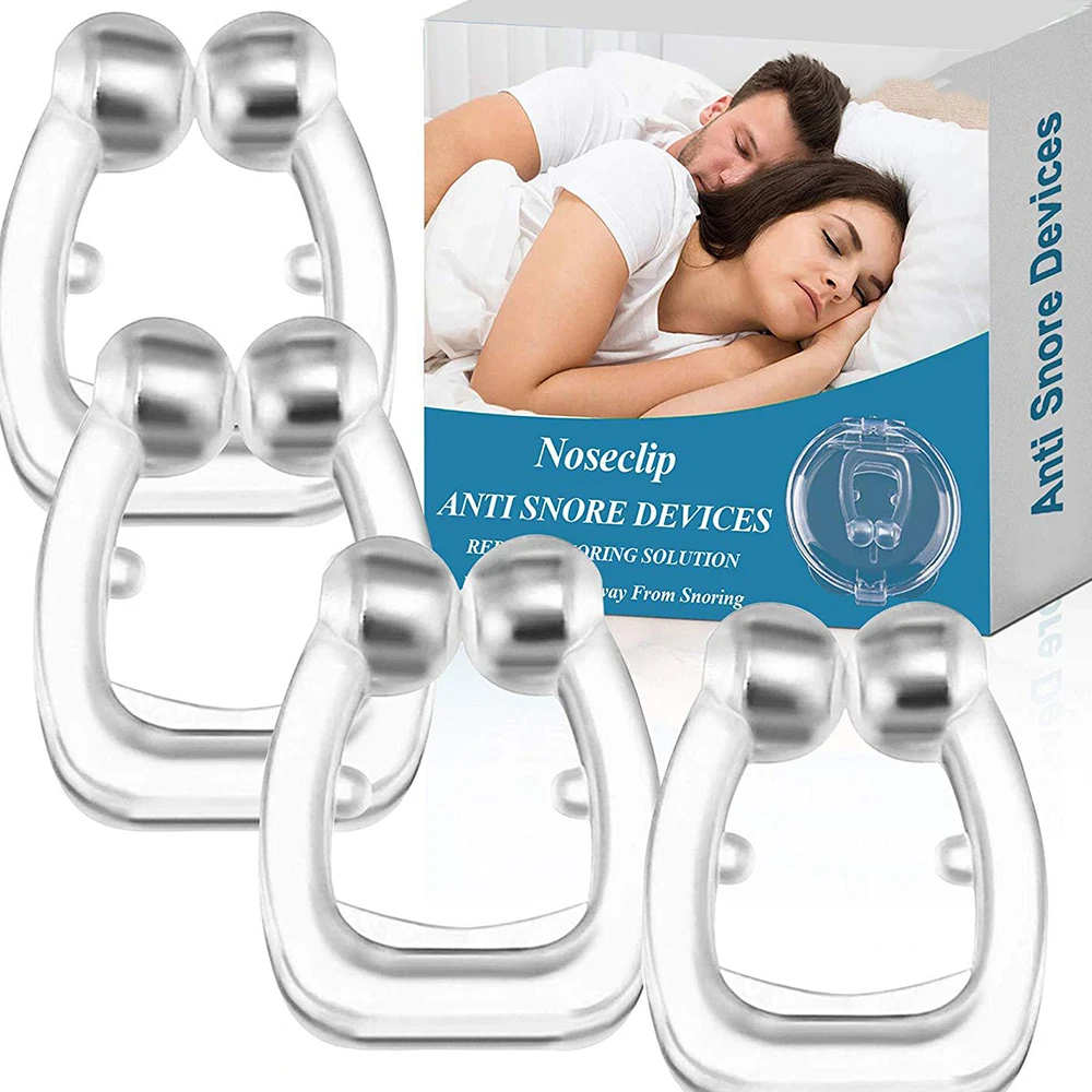 4PCS Magnetic Anti Snoring Nose Clip Tray Women Anti-Snore Device Snore Elimination Men Sleep Assistance Apnea Antisnoring Tool