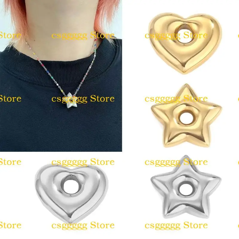 9hjk Perles d'espaceur en acier inoxydable Charme étoile pour les boucles d'oreille bricolage Bracelets Bijoux pendentif