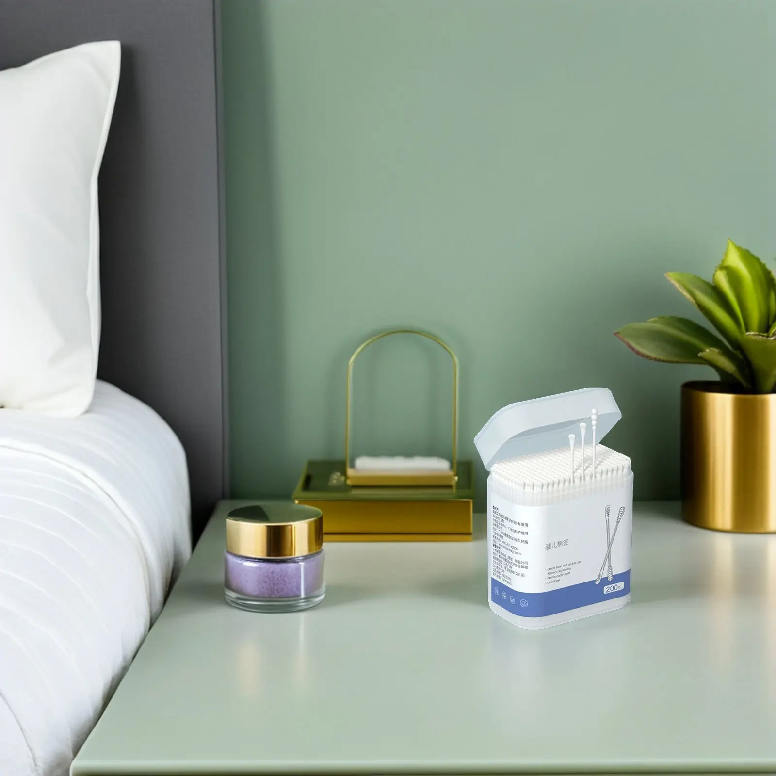 1 Box Baby Cotton Swabs Double-Ended Cotton Stick with Firm Non-Shedding Head and Ear Spoon Design for Safe Gentle Ear Nose Eye