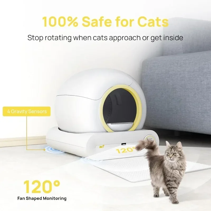 Automatic Cat Litter Box Self Cleaning, Smart Kitty Litter Box with APP Control, Low Entry Odorless Electric Litter Box