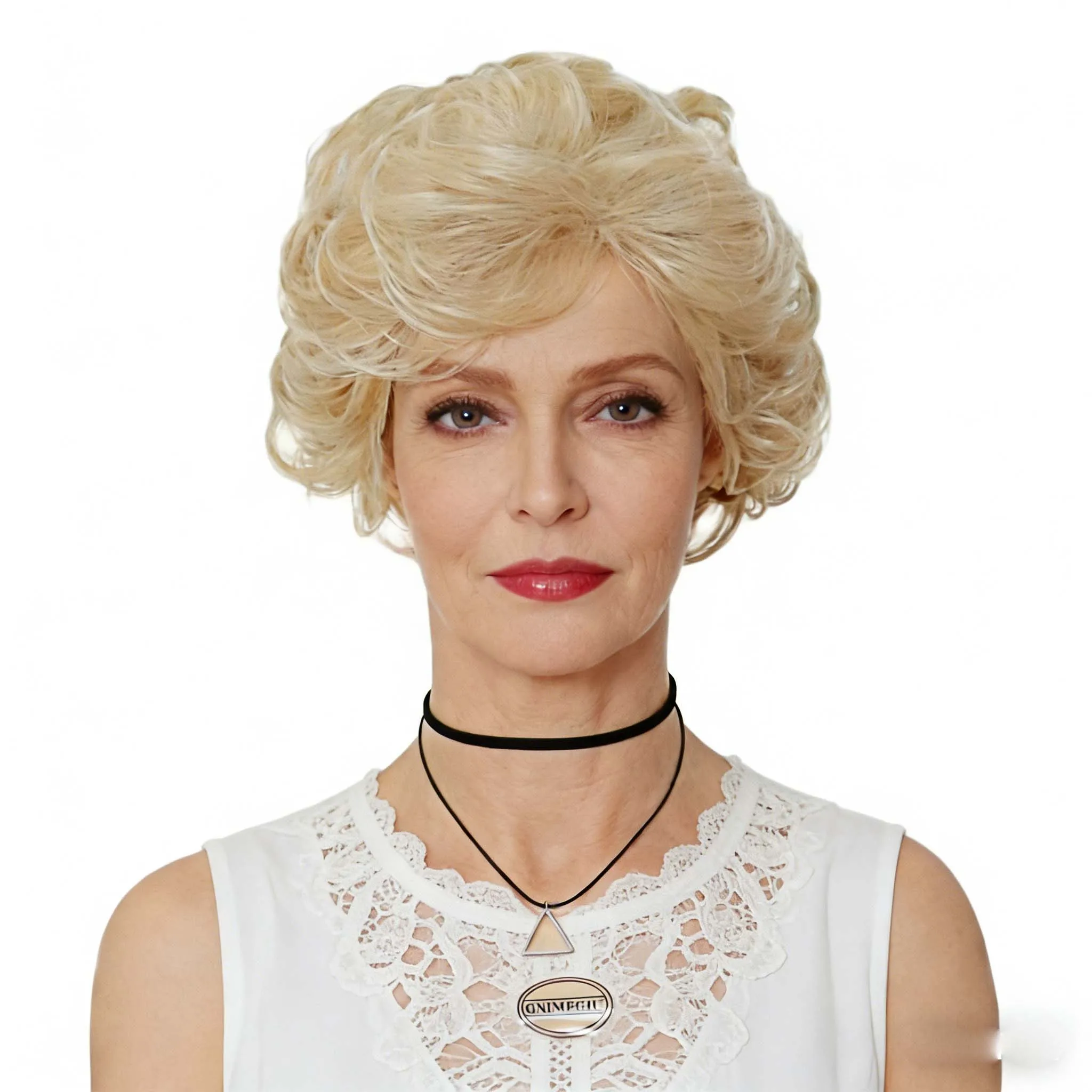 

Synthetic Wigs Short Fluffy Curly Blonde with Side Bangs Women Soft Natural Looking Wig for Daily Wear Parties Cosplay Halloween