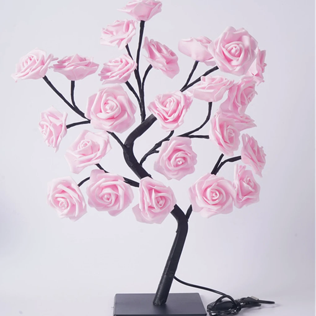 Rose Lamps Fairy Desk Night Lights Table Lamp Flower Tree USB Operated Gifts for Wedding Valentine Christmas Decoration