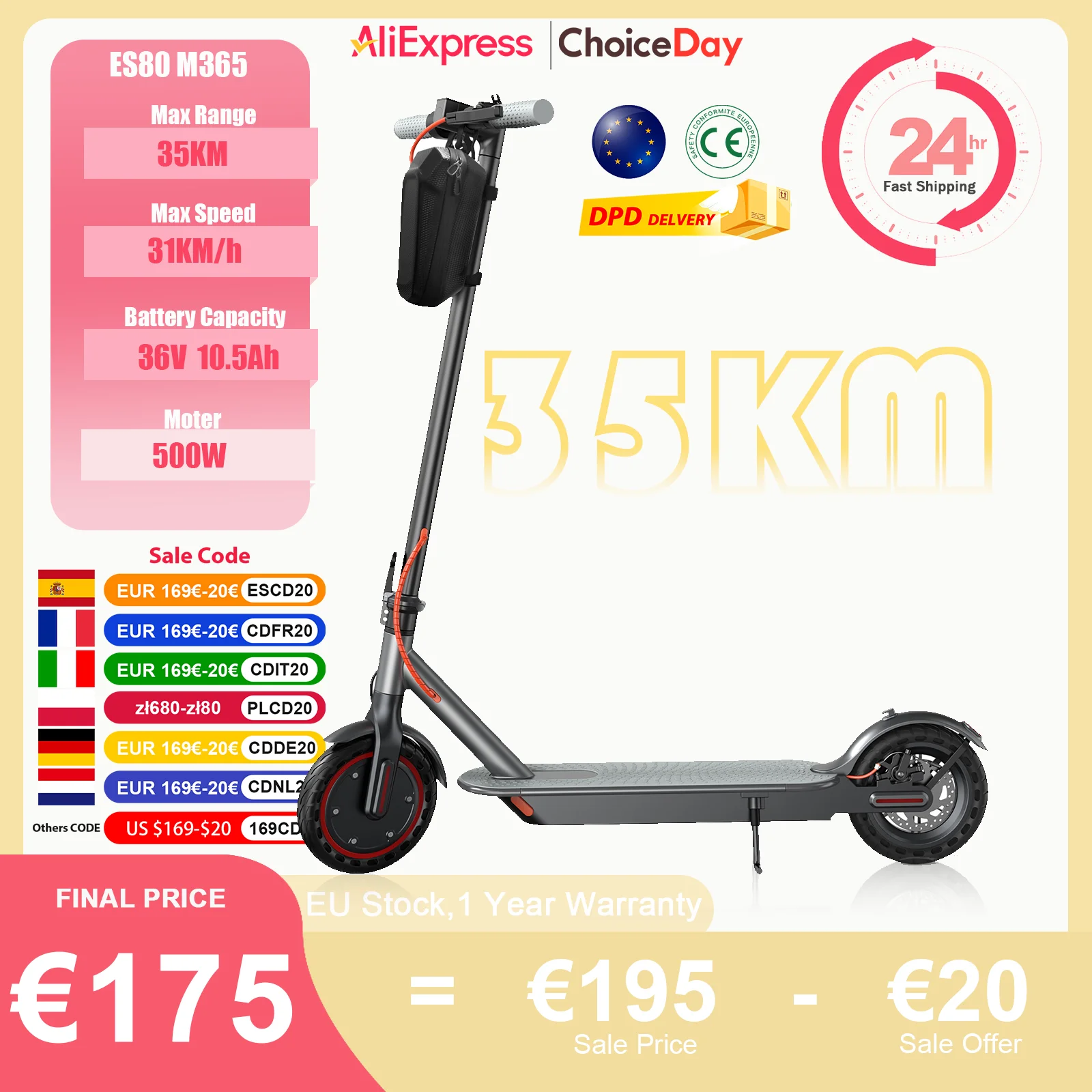 JUICEASE TUYA Elektroroller 25 km Reichweite 36 V 10,4 Ah 31 km/h 350 W Leistungsmotor Smart APP 8,5