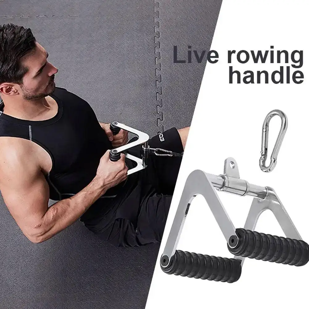 

Fitness Rowing Machine Handle Pulley Cable Machine Bicep Bar Workout Pulldown Tricep LAT Weightlifting Blaster Grips Attach E4L7