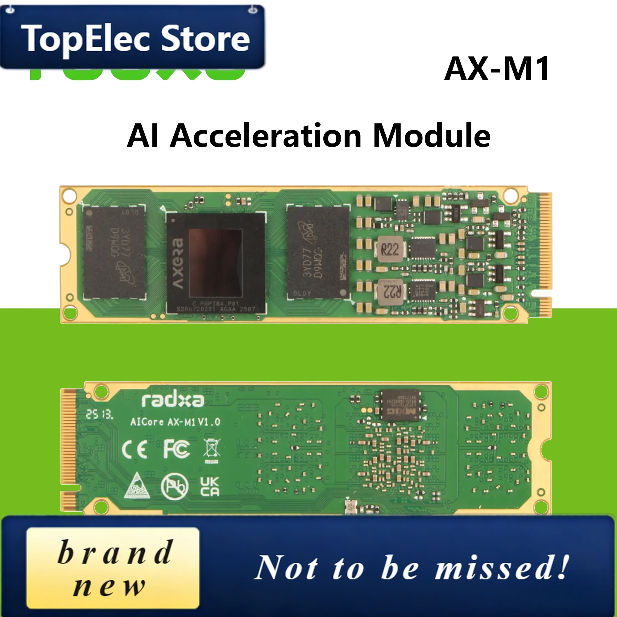 TopElec Radxa AICore AX-M1 Axera AX8850 AI Acceleration Module 24 TOPS@INT8, 8GB RAM LPDDR4X M.2 2280 Compatible With ROCK 5B+ R