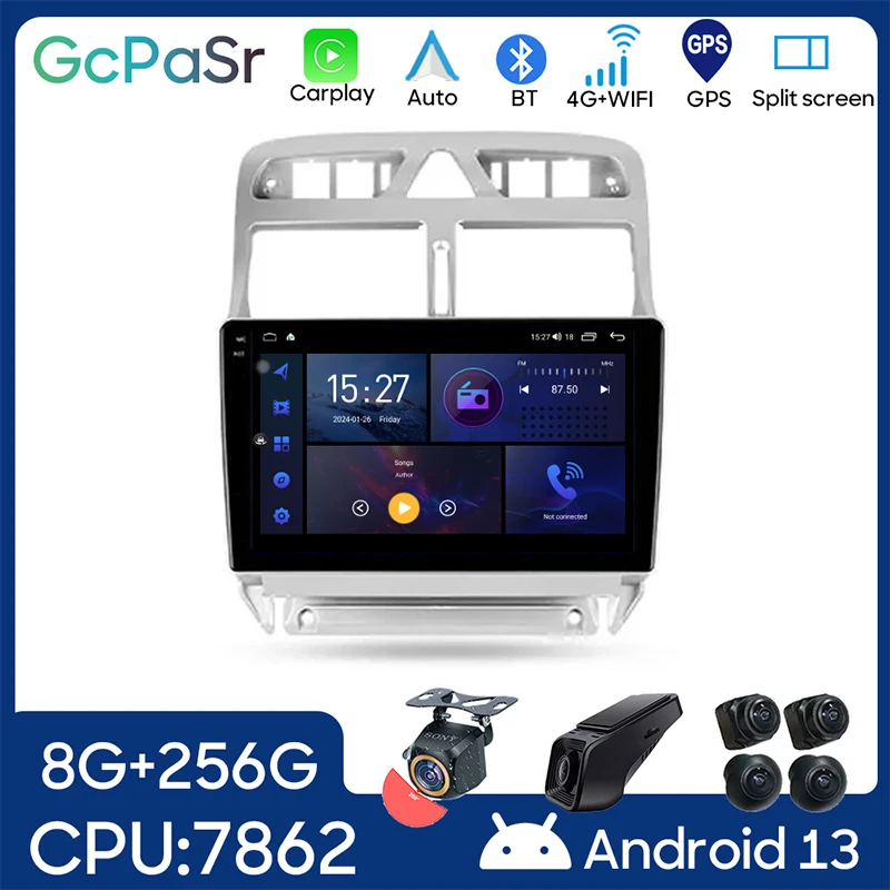 

Android For Peugeot 307 1 2001 - 2008 Car Radio Video Player Multimedia Navigation Auto GPS QLED Wifi BT Carplay CPU NO 2din DVD