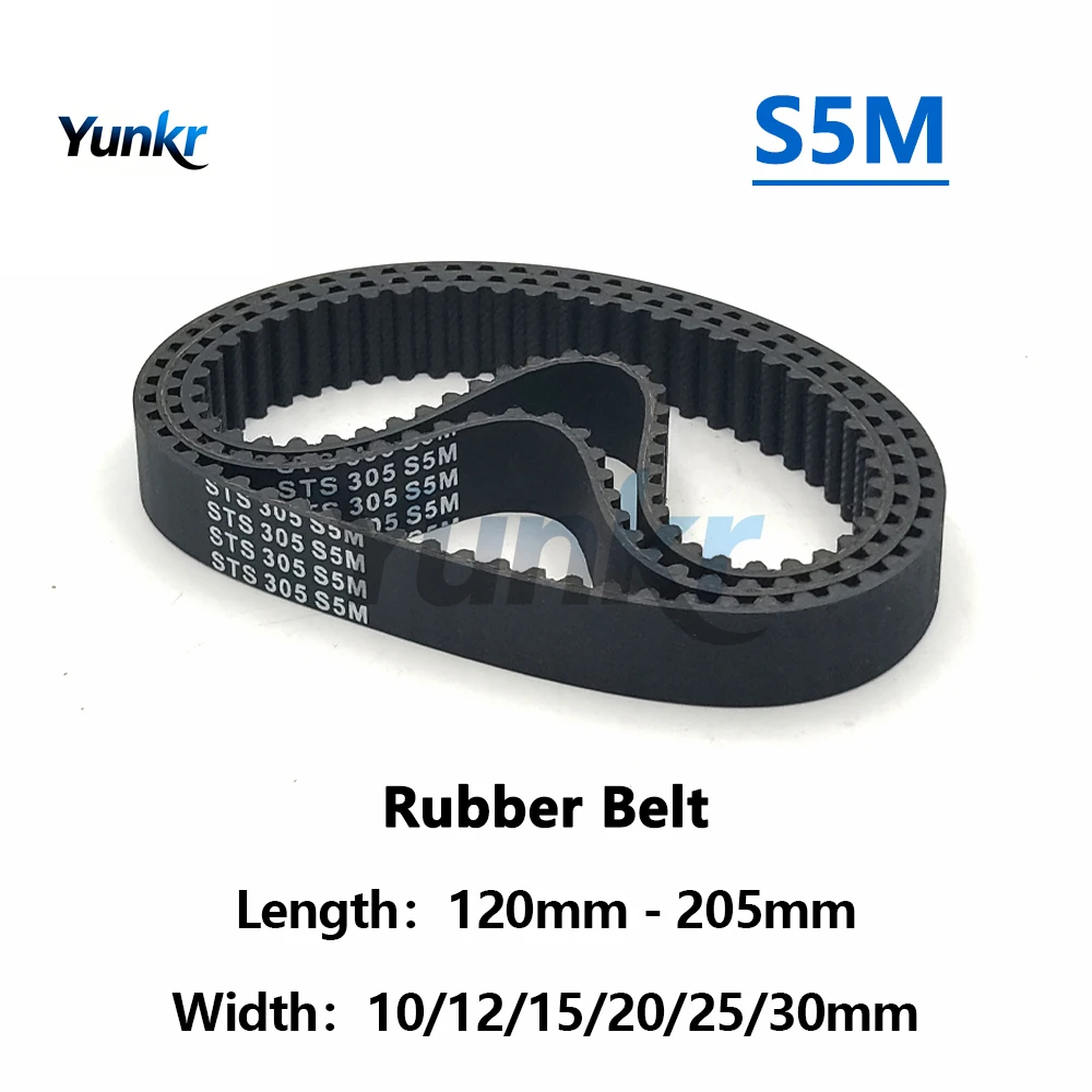 

S5M Rubber Synchronous Timing Belt Length 120 145 150 155 160 165 170 175 180 185 190 195 200 205mm Width 10-30mm S5M Drive Belt