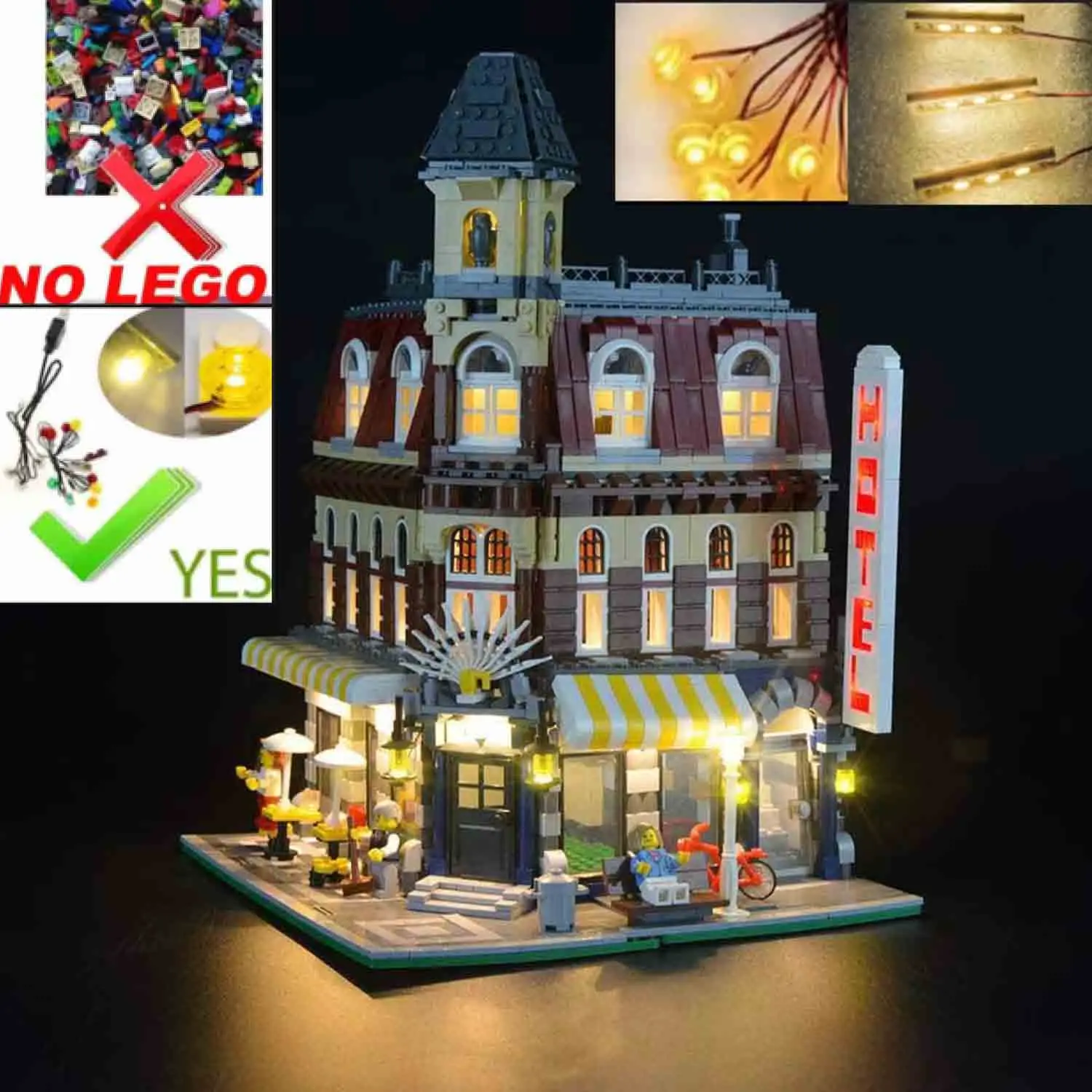 USB Light Kit for Lego 10182 Make & Create Cafe Corner -(Not Included Lego Bricks)