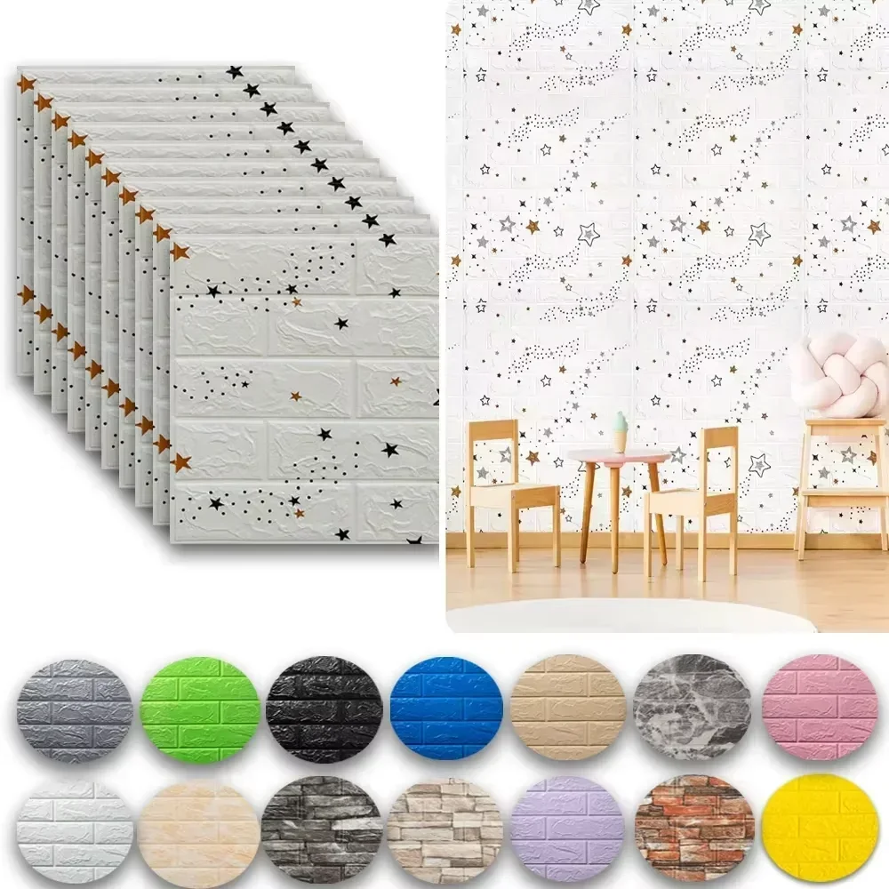 3D Foam Wall Stickers Self Adhesive Waterproof Peel and Stick Brick Wallpaper Panels for Living Room Bedroom Home Decoration