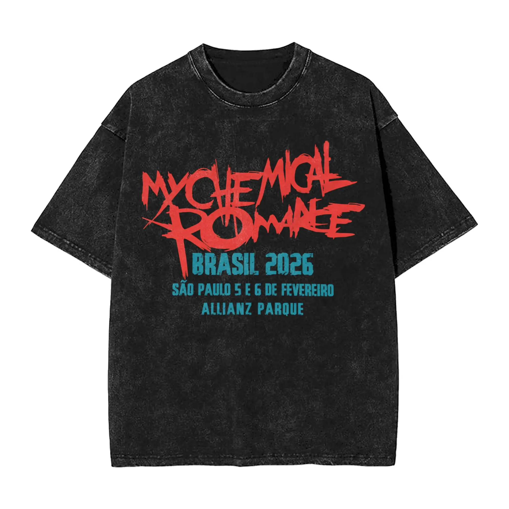

my chemical romance tour 2026 Washed T Shirt Streetwear Hip Hop Novelty T-Shirt Tees Men Women Short Sleeve High Street