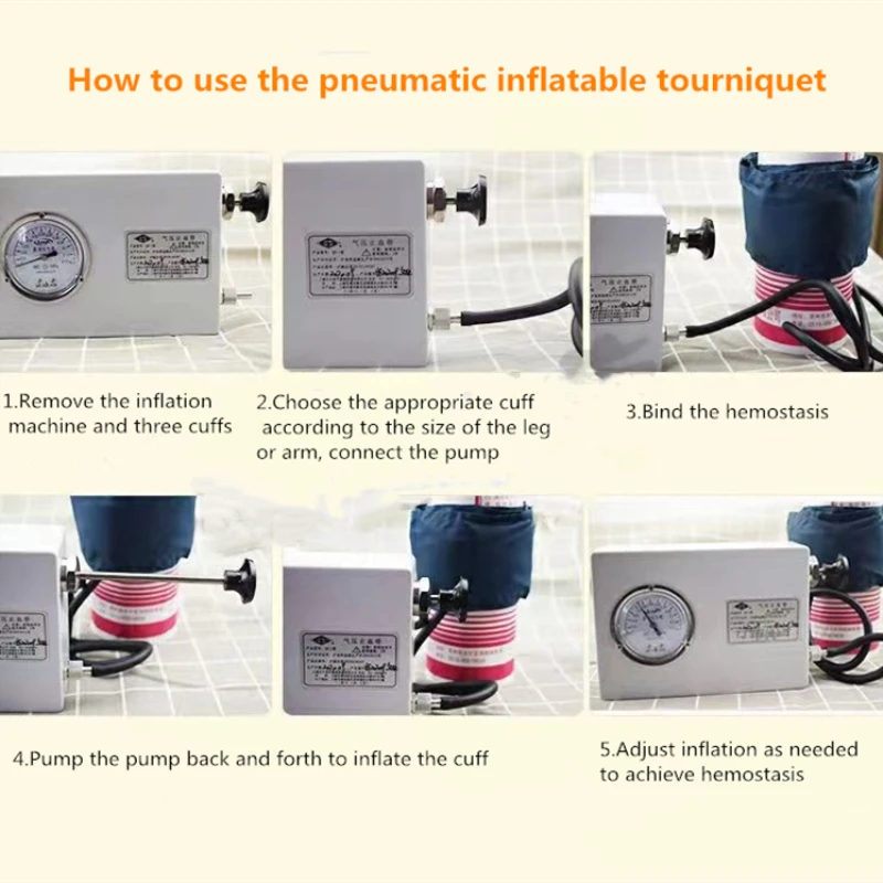 Manual Inflatable Pneumatic Air Pressure Tourniquet Device Orthopedic Surgery Emergency Hemostat Belt for Adult Child Arm Thigh