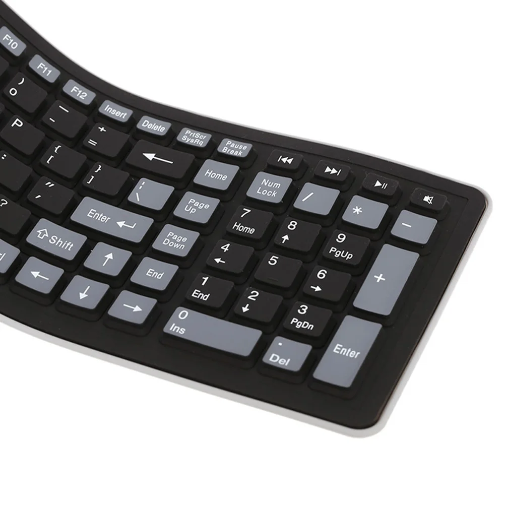 107 Key 2.4g Silicon Wireless Keyboard Foldable Flexible Waterproof Dustproof Compatible Pc Mobile Devices Portable