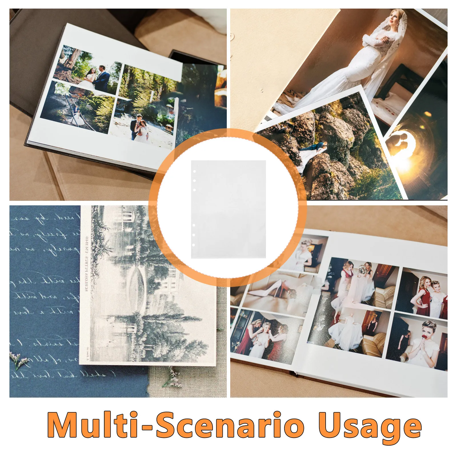 50Pcs A5 6 Hole Clear Binder Inserts Plastic Sheet Protectors Photo Album Pockets Sleeves File Organizer for School Office Home