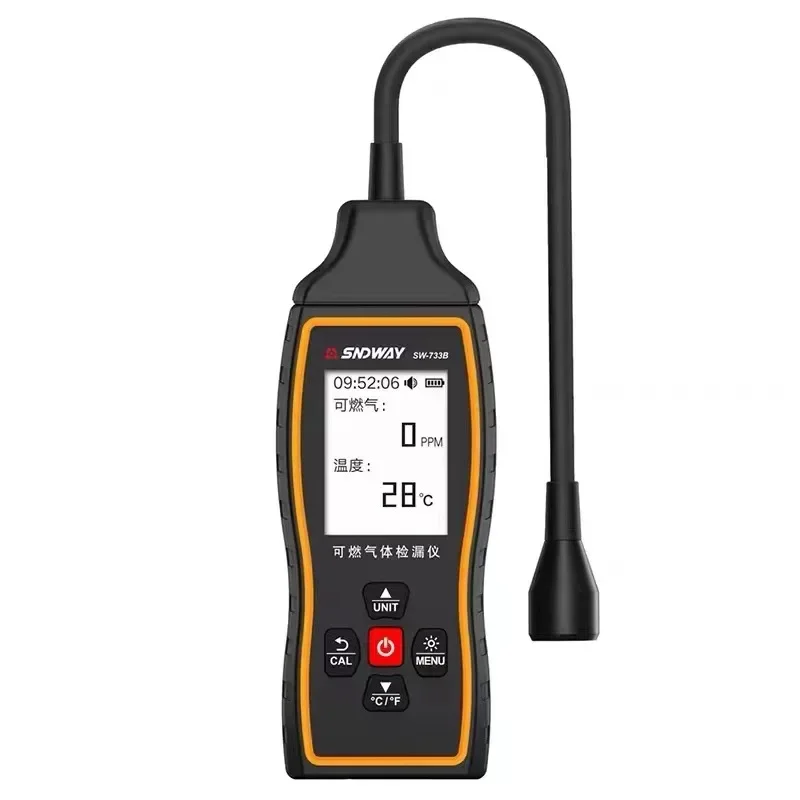 sndway detector de gas combustivel propano co hexano metano vazamento indicador port analisador de gas natural 0100 lel com alarme sw733a 01