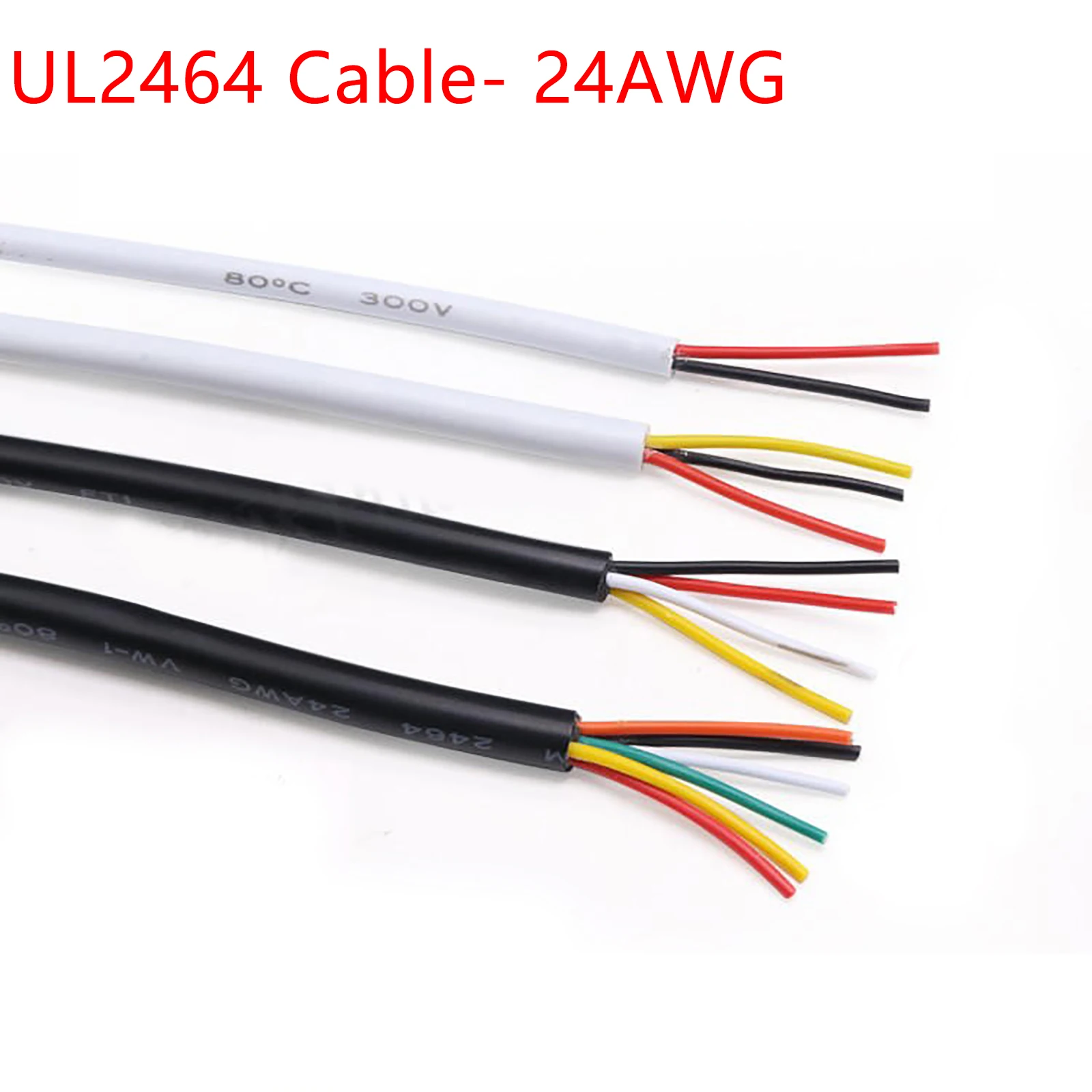 

PVC Insulated Soft Sheath Power Cable UL2464 -24AWG 2/3/4/5/6/7/8/9/10 Cores Stranded Signal Power Control Wire Black White