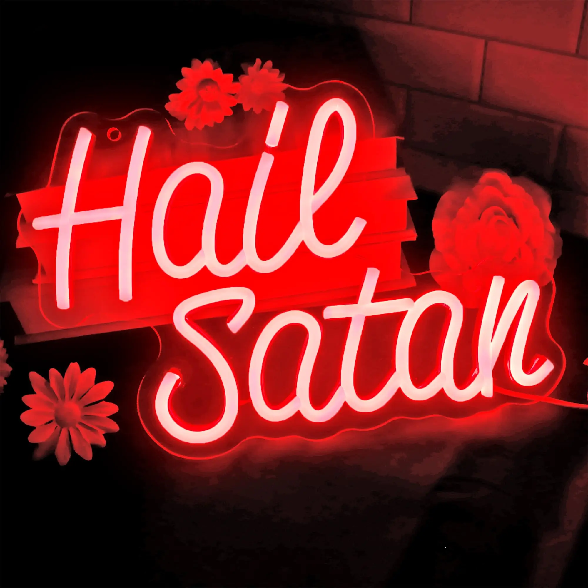 

Hail Satan Neon Sign Dimmable LED Neon Light for Bar Bedroom Man Cave Coffee Cafe Dining Room Party Wall Decor Gift for Friend