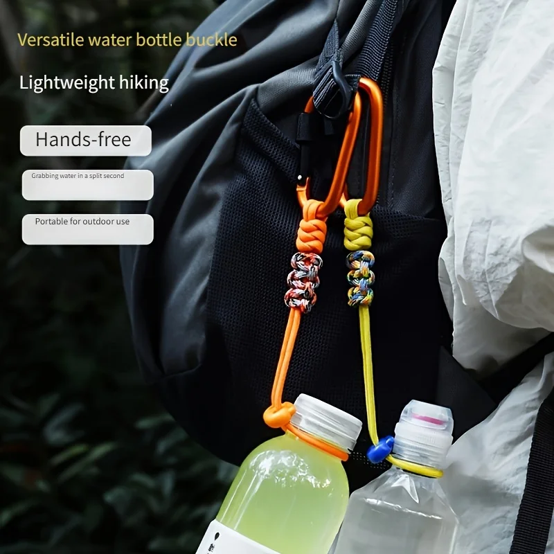 Image of 1 Stück Outdoor Wasserflaschenhalter Paracord-Haken Wanderrucksack Becherhalter Handgewebtes Schlüsselband Karabiner Zubehör Campingausrüstung