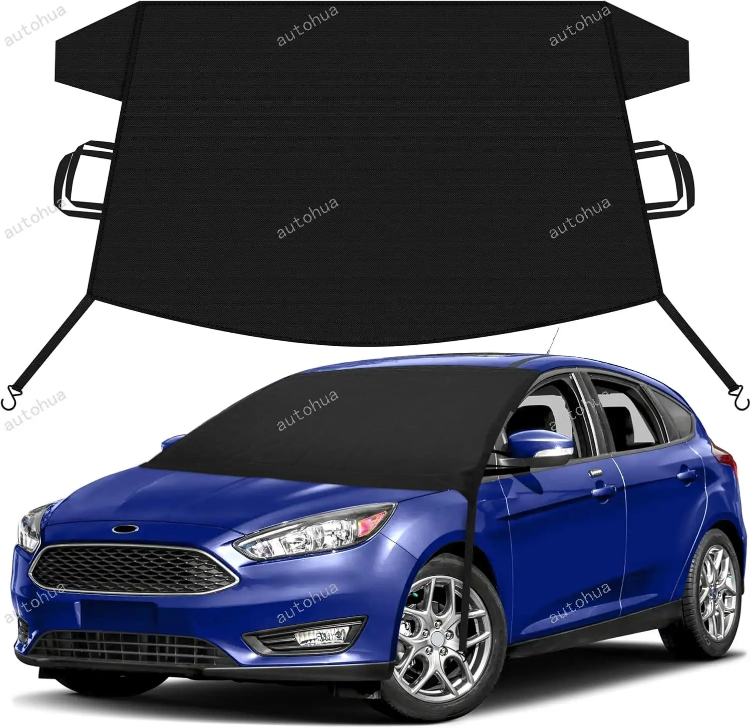 

Автомобильный снежный чехол для Ford Focus, чехол на лобовое стекло для ледяного снега с сверхмощным автомобильным чехлом 600D Oxford, водонепроницаемый и противоскользящий,