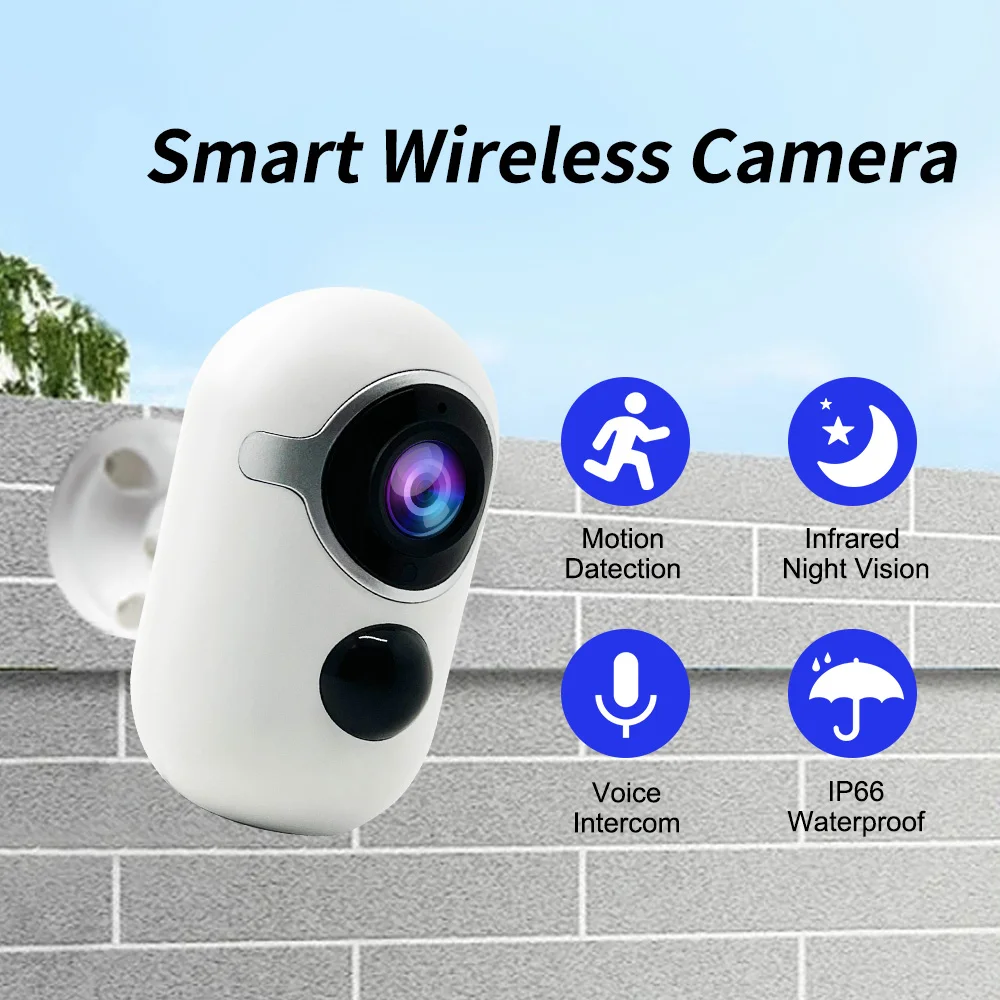 

Wifi Camera 2MP Support Cloud Storage Indoor Outdoor CCTV Night Vision Security Surveillance AP Mode Camera Battery Powered