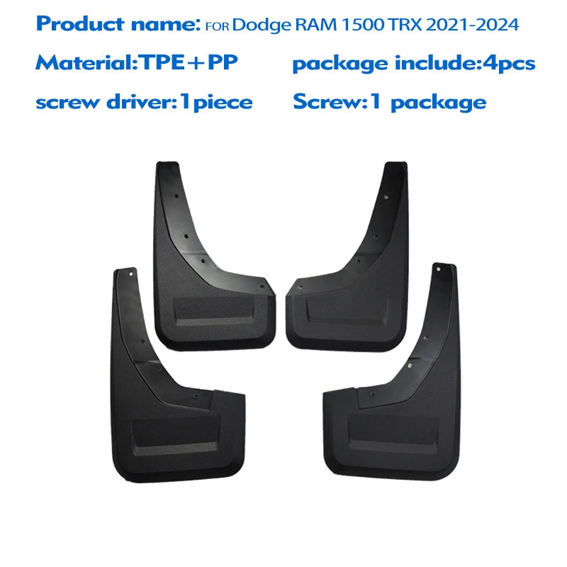 Front Rear 4pcs FOR DODGE RAM 1500 TRX 2021 2022 2023 2024 Mudguard Fender Mud Flap Guards Splash Mudflaps Car Accessories