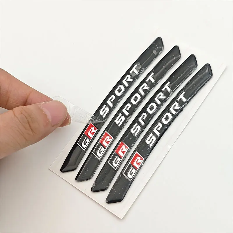 4Pcs/set Aluminium GR Sport Logo Car Wheel Sticker for Toyota Yaris CH R RAV4 Corolla Hilux GR Gazoo Racing Decals Accessories