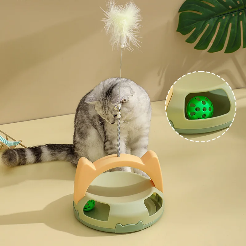 

Turntable Ball for Indoor Cats, Interactive Kitten Toys, Roller Tracks with Catnip Spring, Funny Cat Toy, Teaser Mouse