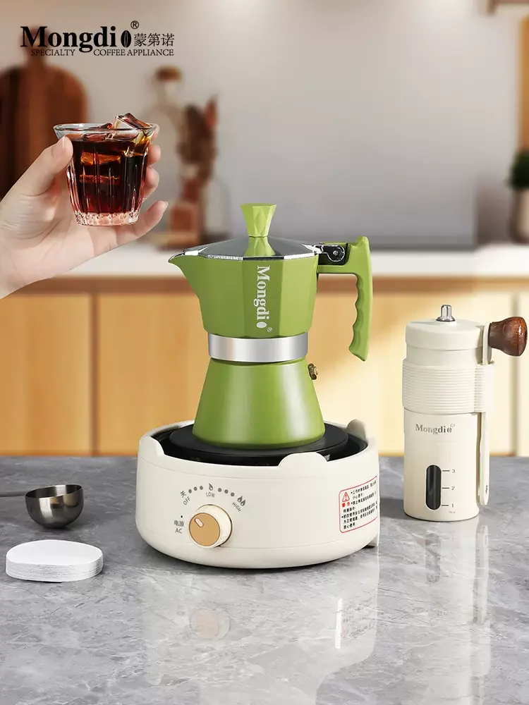 ماكينة صنع القهوة بموقد موكا من الألومنيوم سعة 90 مل، ماكينة صنع القهوة بوعاء موكا لصانع قهوة الإسبريسو