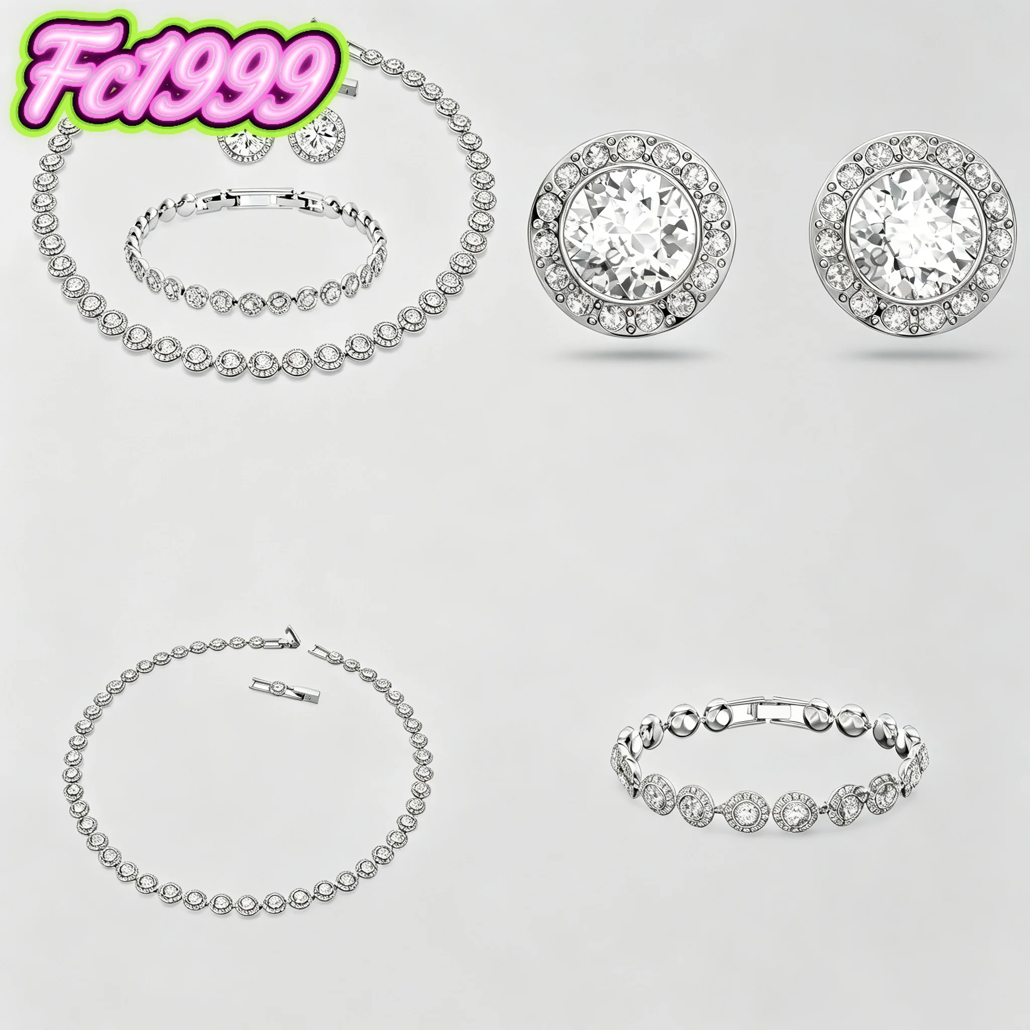 2026 Hot SellingSame Color Jewelry BraceletEarringsNecklace-High End Sea Heart Crystal Necklace Earrings Bracelet Party Favorite