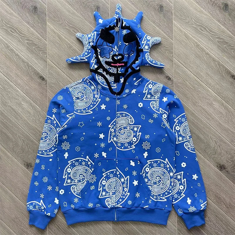 Glo Gang The Glory Full Zip Hoodie Drink Cartoon Print Embroidered
