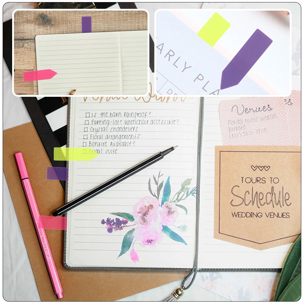 

6 set 6 Sets Fluorescent Combination Ruler Card Colorful Label Stickers Memo Notepads Index Pet Adhesive Notes