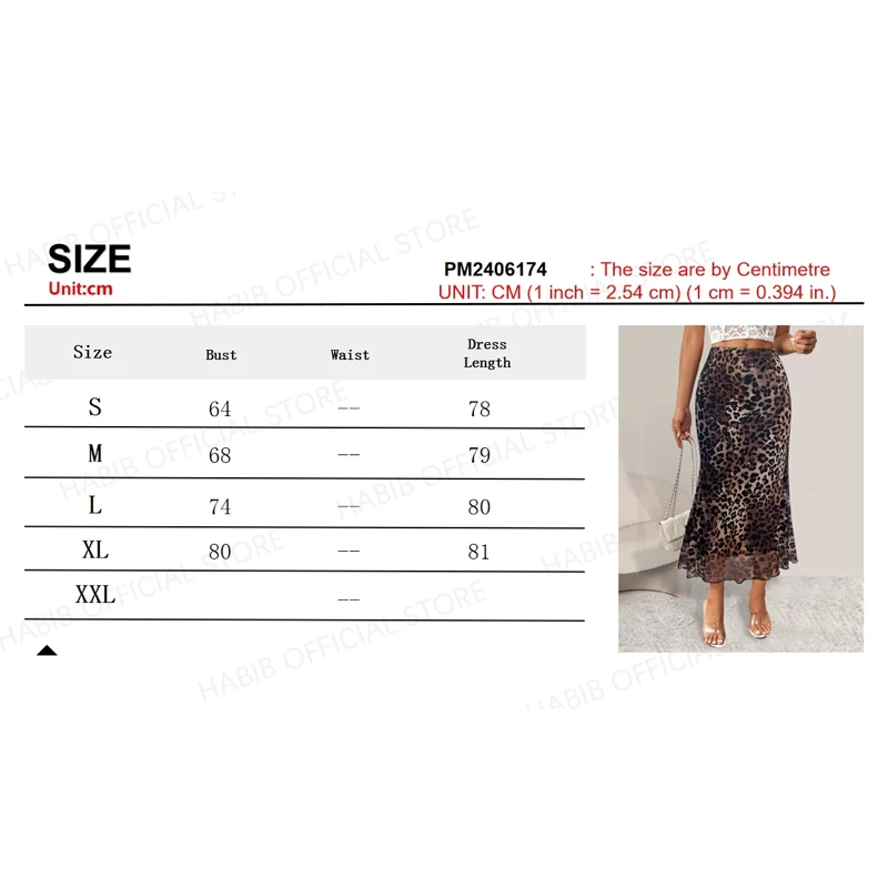 Women's Half Skirt Classic High Waisted Office Female Loose A-line Skirt Fashionable and Elegant Leopard Print Ladies Long Skirt