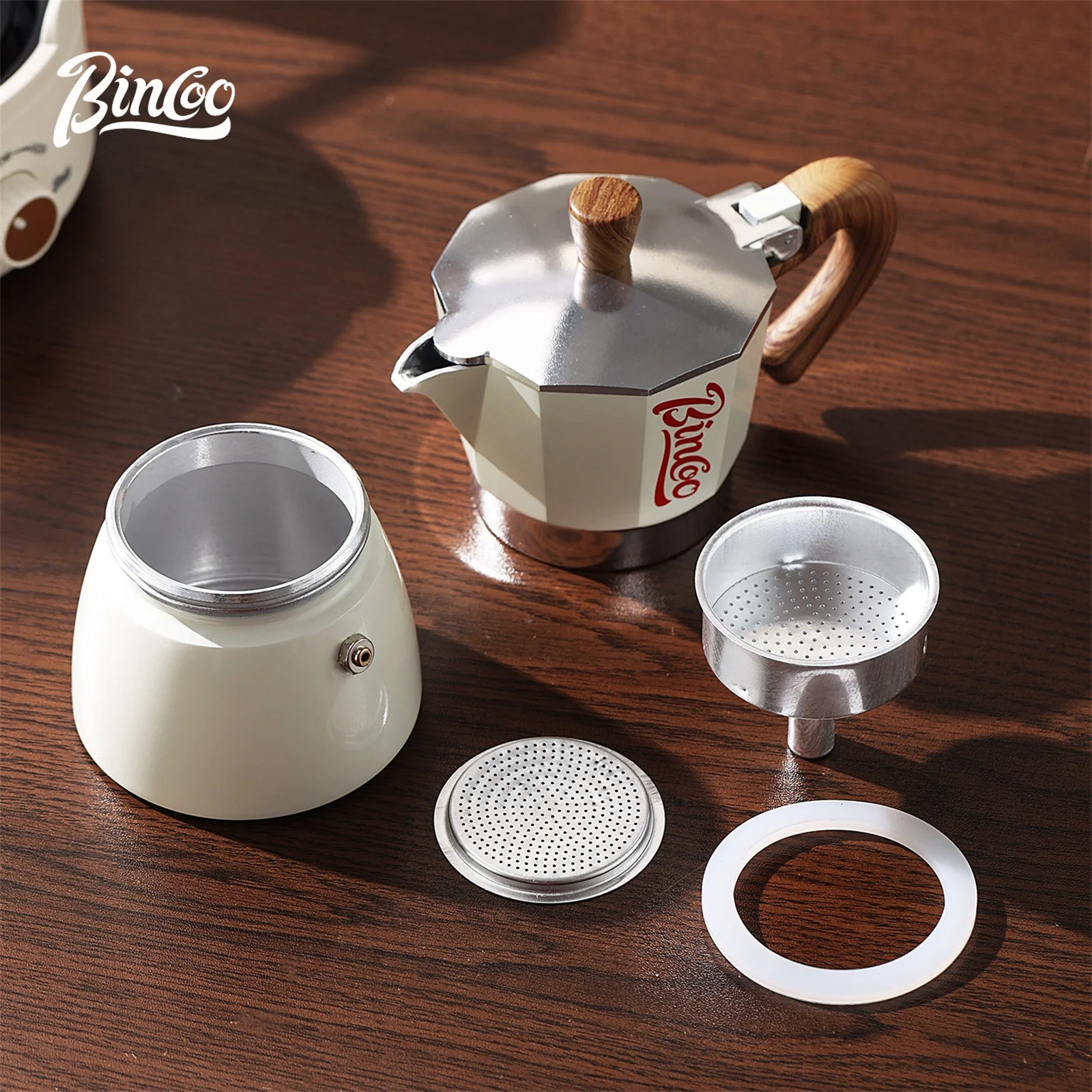 وعاء Bincoo Moka وموقد كهربائي كومبو ماكينة الاسبريسو تصميم مدمج للمساحات الصغيرة لتخمير القهوة على الطراز الإيطالي الغني