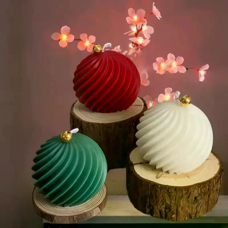 Diagonal Stripes Silicone Candle Mold DIY Scented Candles Rotate Ball Craft Molds Soap Resin Plaster Making Home Christmas Decor