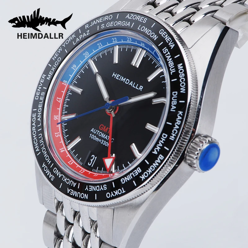 Imagem -02 - Heimdallr-relógio de Pulso Mecânico de Mergulho Masculino Sapphire Crystal Gmt Bgw9 Luminoso Impermeável Automático 10bar Nh34