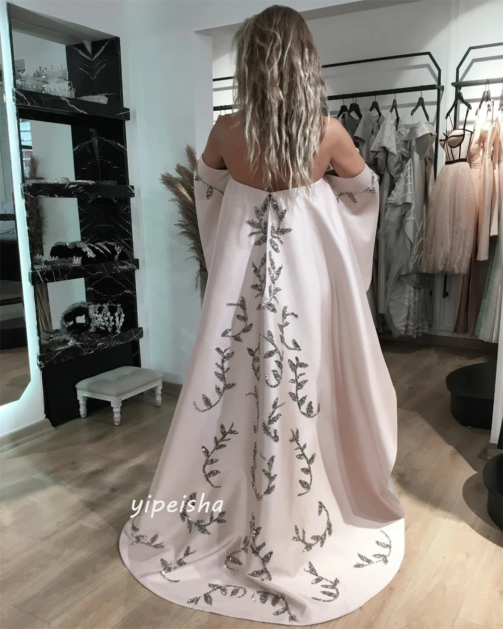 Jiayigong  Satin Beading Draped Clubbing Mermaid Off-the-shoulder Bespoke Occasion Gown Long Dresses