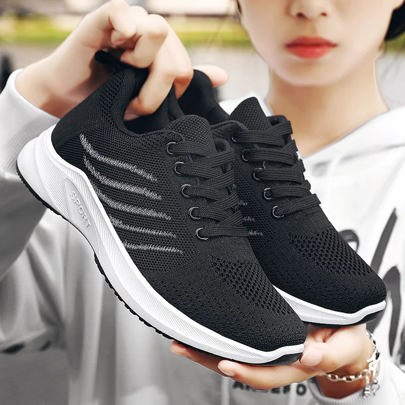 

Female Shoes 2024 Spring New Women's Shoes Soft Sole Breathable Running Shoes Fashion Trend Lace up Sports Female