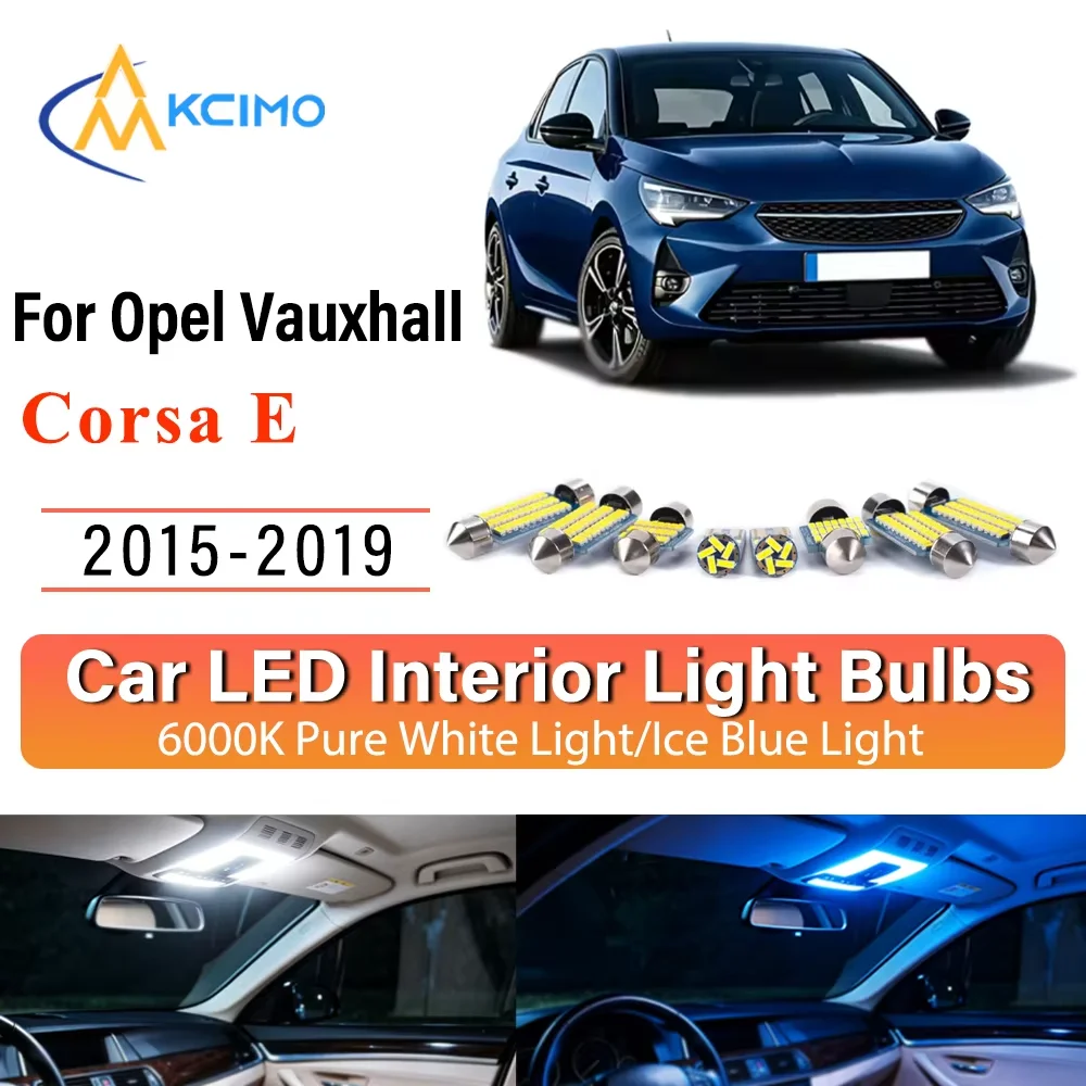 KCIMO New LED Interior Reading Dome Vanity Light Kit For Opel Vauxhall Corsa E 2015-2019 Premium Easy Install Two Colors Lights