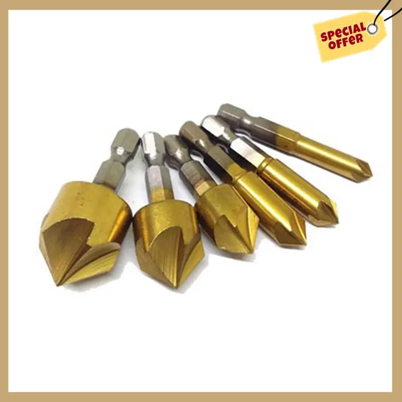 

Classy-23Pcs Wood Plug Cutter Hexagonal Handle Five-Edge Chamfering Set Silver&Black&Gold