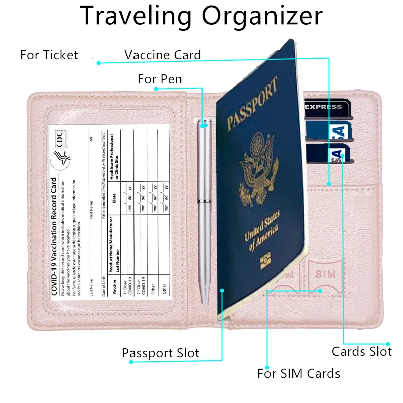 Passport Holder for Travel, RFID Passport Cover Wallet for Women Men, PU Leather Passport Book Card Holder Case view 5