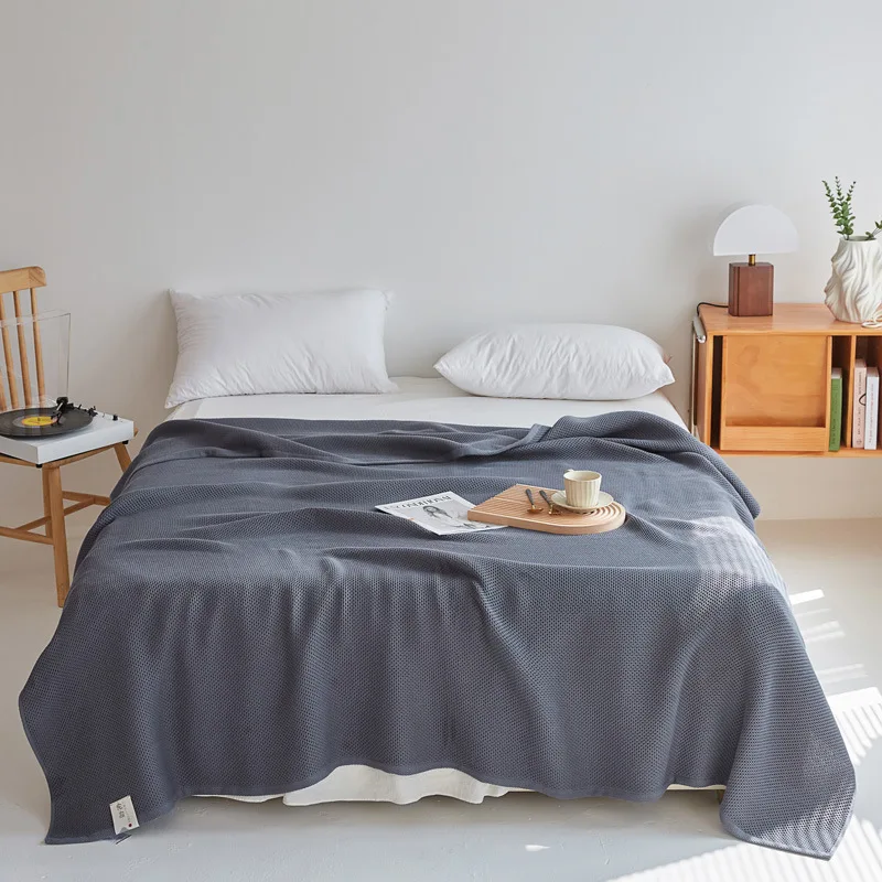 

Плед-одеяло класса А с сотовой структурой, однотонный, из чистого хлопка, летнее одеяло, плед для обеденного перерыва, плед для кондиционера, летнее одеяло